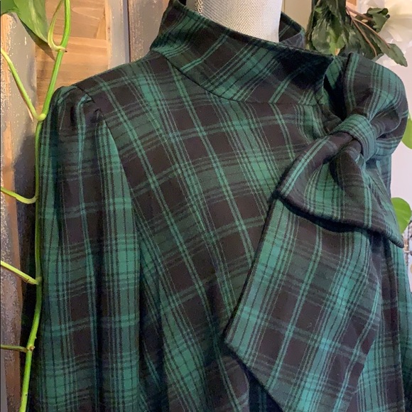 Chicwish green plaid swing jacket with large bow - Picture 3 of 15